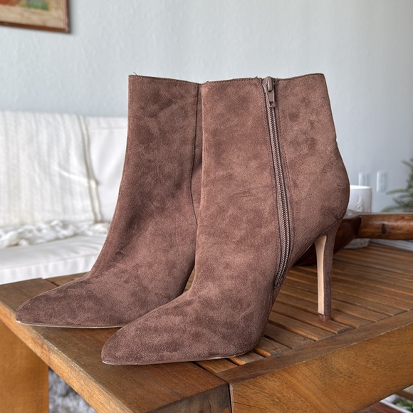 Brown Suede Dress Booties - Picture 2 of 4